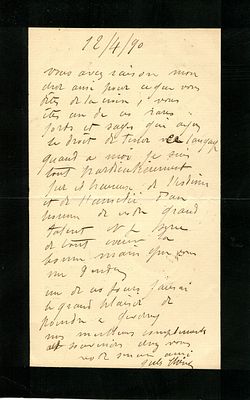 CH&Eacute;RET JULES: (1836-1932) Ch&eacute;ret to Monet - &acute; you are one of those rare, strong and wise 