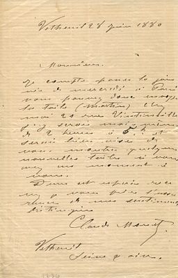 MONET CLAUDE: (1840-1926) &acute; I will......be delighted to show you some new paintings&acute;. MONET 