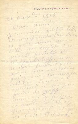 MONET CLAUDE: (1840-1926) French Impressionist painter. A.L.S., Claude Monet , three 