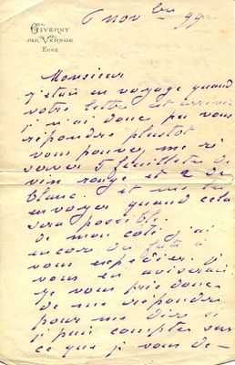 MONET CLAUDE: (1840-1926) On his return from London Monet orders French wine. MONET CLAUDE: 