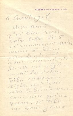 MONET CLAUDE: (1840-1926) French Impressionist painter. A.L.S., Claude Monet , three 