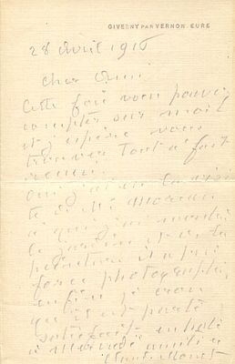 MONET CLAUDE: (1840-1926) French Impressionist painter. A.L.S., Claude Monet , one 