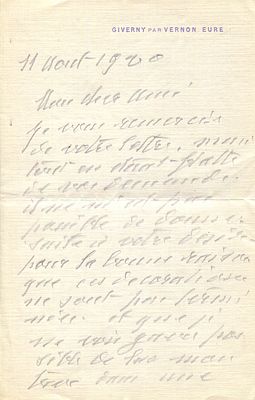 MONET CLAUDE: (1840-1926) French Impressionist painter. A.L.S., Claude Monet , two pages 