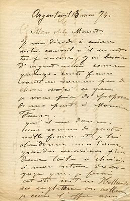 MONET CLAUDE: (1840-1926) & DONCIEUX CAMILLE (1847-1879) A letter of extraordinary rarity 