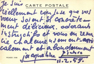 V PICASSO & ROQUE. PICASSO PABLO: (1881-1973) Spanish painter, a co-founder of the Cubist 