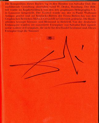 DALI SALVADOR: (1904-1989) Spanish surrealist artist. Book signed, being a hardback edition of 