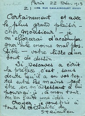 STEINLEN THEOPHILE: (1859-1923) Swiss-born French Art Nouveau painter and printmaker. A.L.S., 