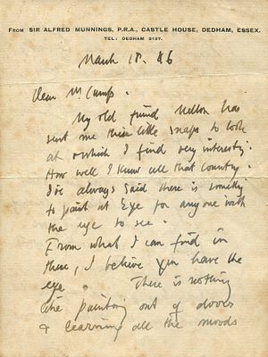 MUNNINGS ALFRED: (1878-1959) English painter, a member of the Newlyn School from 1912-14, and 