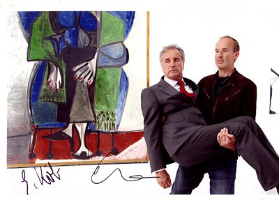 WURM ERWIN: (1954- ) Austrian artist. Signed colour 12 x 8 photograph of Wurm standing in a 