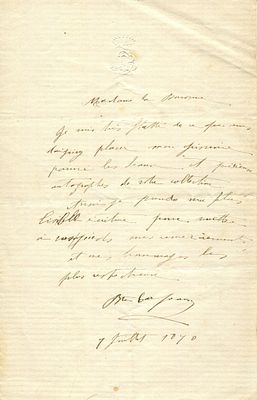 CARPEAUX JEAN-BAPTISTE: (1827-1875) French sculptor and painter. A.L.S., Bte. Carpeaux , 