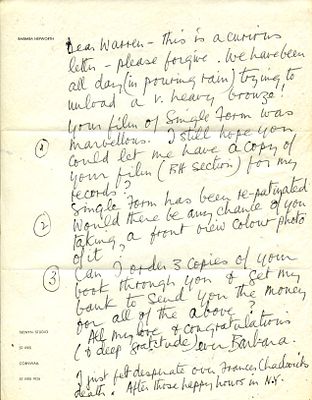 HEPWORTH BARBARA: (1903-1975) English sculptor. A.L.S., Barbara , one page, 4to, Trewyn 