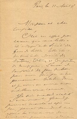 VERLAINE PAUL: (1844-1896) French poet. A.L.S., `P Verlaine &acute;, two pages, 8vo, Paris, 11th 