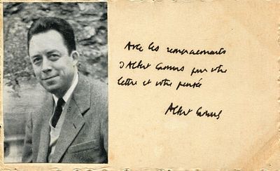 CAMUS ALBERT: (1913-1960) French Author and Philosopher. Nobel Prize winner in Literature 