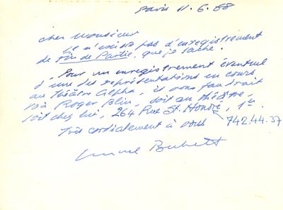 BECKETT SAMUEL: (1906-1989) (x2). BECKETT SAMUEL: (1906-1989) Irish novelist & dramatist, Nobel 