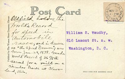 OLDFIELD BARNEY: (1878-1946) American pioneer racing driver, winner of the inaugural AAA 