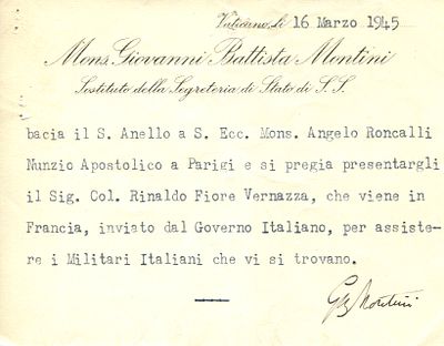 PAUL VI: (1897-1978) One future Pope writes to another future Pope. PAUL VI: (1897-1978) Pope of 