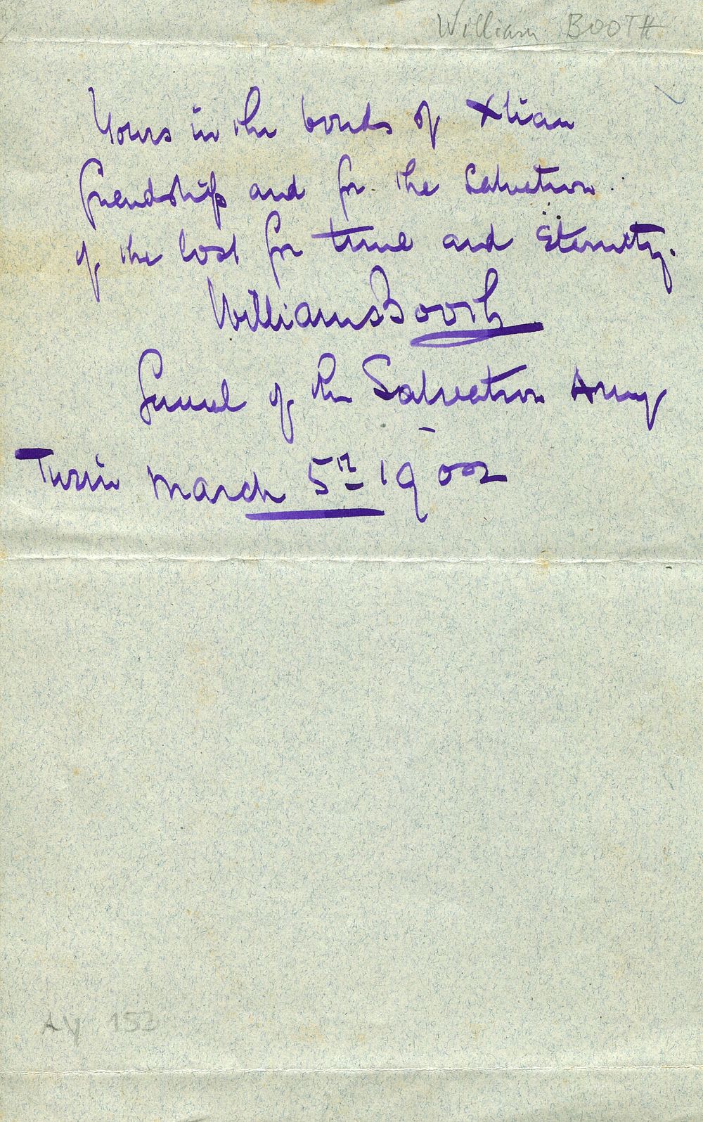 BOOTH WILLIAM: (1829-1912) British Methodist preacher, founder and first General of The 