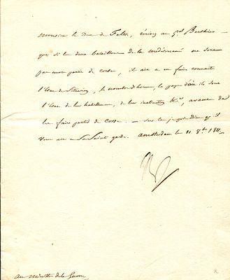 NAPOLEON I: (1769-1821) Emperor of France 1804-14, 1815. A very fine L.S., ` Nap &acute;, one 