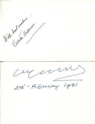 WORLD WAR II: (x5). WORLD WAR II: Small selection of signed album pages (oblong 8vo and smaller) 