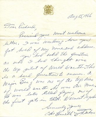 AMERICAN ACES: (x12). AMERICAN ACES: Selection of A.Ls.S. by various American fighter aces of 