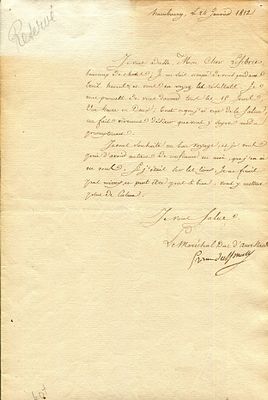 DAVOUT LOUIS NICOLAS: (1770-1823) Marshal of France, Duc d&acute;Auerstaedt and Prince of Eckmuhl. 