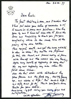 RAINIER III: (1923-2005) Prince of Monaco 1949-2005. A poignant A.L.S., Rainier, Pce. de 