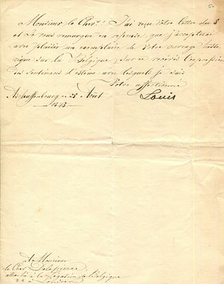 LUDWIG I OF BAVARIA: (1786-1868) King of Bavaria 1825-48. L.S., ` Louis &acute;, one page, 4to, 