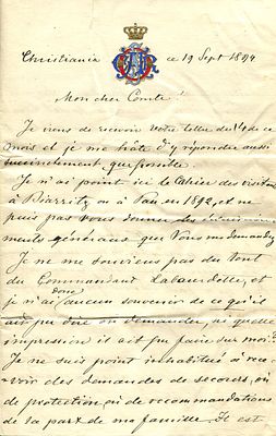 OSCAR II: (1829-1907) King of Sweden 1872-1907 and King of Norway 1872-1905. A fine A.L.S., ` 