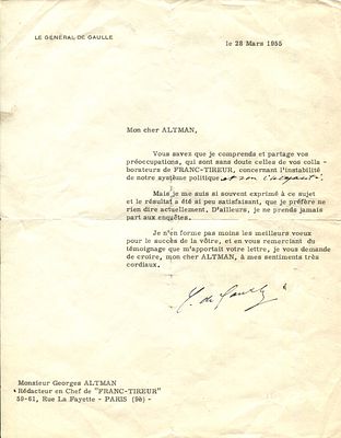 DE GAULLE CHARLES: (1890-1970) French General and statesman who led the Free French Forces 