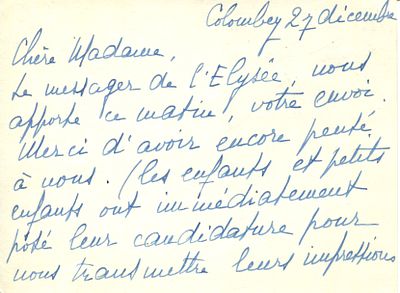 DE GAULLE YVONNE: (1900-1979) First Lady of France 1959-69, the wife of Charles de Gaulle, 