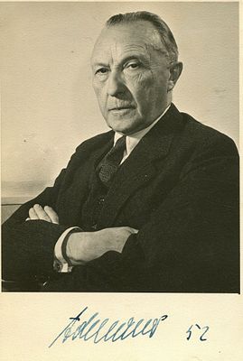 ADENAUER KONRAD: (1876-1967) German statesman who served as the first Chancellor of the Federal 