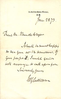GLADSTONE WILLIAM: (1809-1898) British Prime Minister 1868-74, 1880-85, 1886 and 1892-94. 