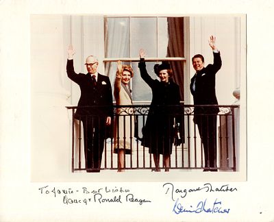 THATCHER & REAGAN. THATCHER MARGARET: (1925-2013) British Prime Minister 1979-90 &amp; DENIS 