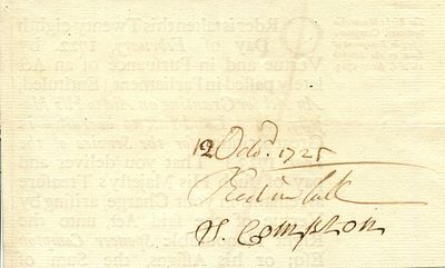 COMPTON SPENCER: (1673-1743) 1st Earl of Wilmington. British Prime Minister 1742-43. A rare 