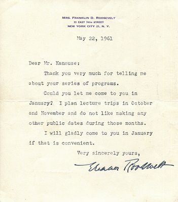 ROOSEVELT ELEANOR: (1884-1962) American Politician and Diplomat. Wife of President Franklin D. 