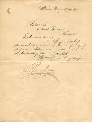 DIAZ PORFIRIO: (1830-1915) Mexican General and Politician who served as President of Mexico 