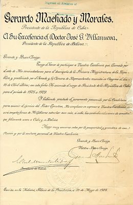 MACHADO GERARDO: (1871-1939) Cuban General in the Cuban War of Independence who later served as 