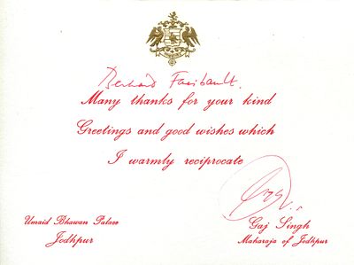 GAJ SINGH II: (1948- ) Indian politician and diplomat, the titular Maharaja of Jodhpur since 