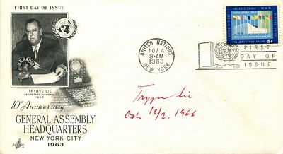 UNITED NATIONS: (x2). UNITED NATIONS: Trygve Lie (1896-1968) Norwegian politician who served as 