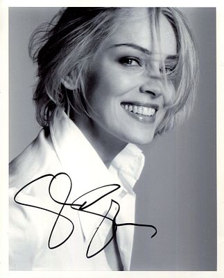 STONE SHARON: (1958- ) American actress, a sex symbol of the 1990s. Signed 8 x 10 photograph of 