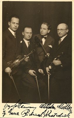 GOTTESMANN QUARTET: Vintage signed sepia 3.5 x 5.5 postcard photograph by all four members of 