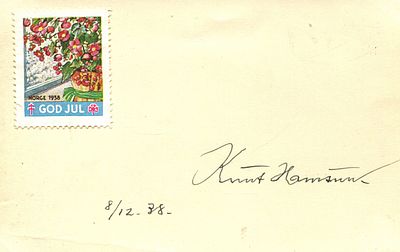 HAMSUN KNUT: (1859-1952) Norwegian writer, Nobel Prize winner for Literature, 1920. Fountain pen 