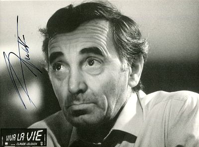 AZNAVOUR CHARLES: (1924-2018) French singer and songwriter. Signed 7 x 9.5 photograph of 