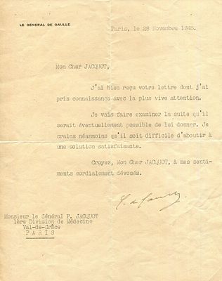 DE GAULLE CHARLES: (1890-1970) (+1). DE GAULLE CHARLES: (1890-1970) French General who led Free 