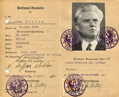 DINTER ARTUR: (1876-1948) German writer and politician, an early adherent of the Nazi Party and 