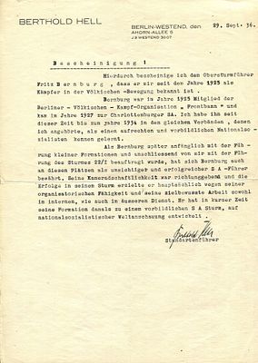HELL BERTHOLD: (1901-1945) German SA-Oberfuhrer and politician directly involved in the brutal 