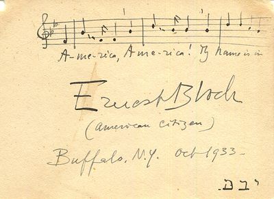 BLOCH ERNEST: (1880-1959) Swiss-born American composer. A.M.Q.S., Ernest Bloch (American 