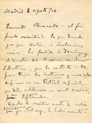 FALLA MANUEL DE: (1876-1946) Spanish Composer. A very fine letter with musical content, A.L.S., 