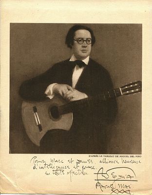 SEGOVIA ANDRES: (1893-1987) Spanish virtuoso classical guitarist. Signed and inscribed sepia 7 