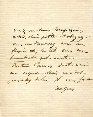 DEGAS EDGAR: (1834-1917) French Impressionist painter. A.L.S., Degas , one page, small 
